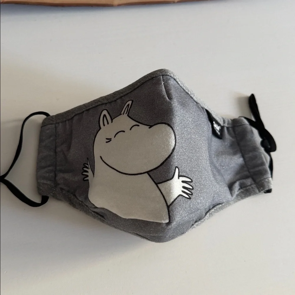 Gray Moomin Character Adult Sized Fabric Reusable Washable Face Mask